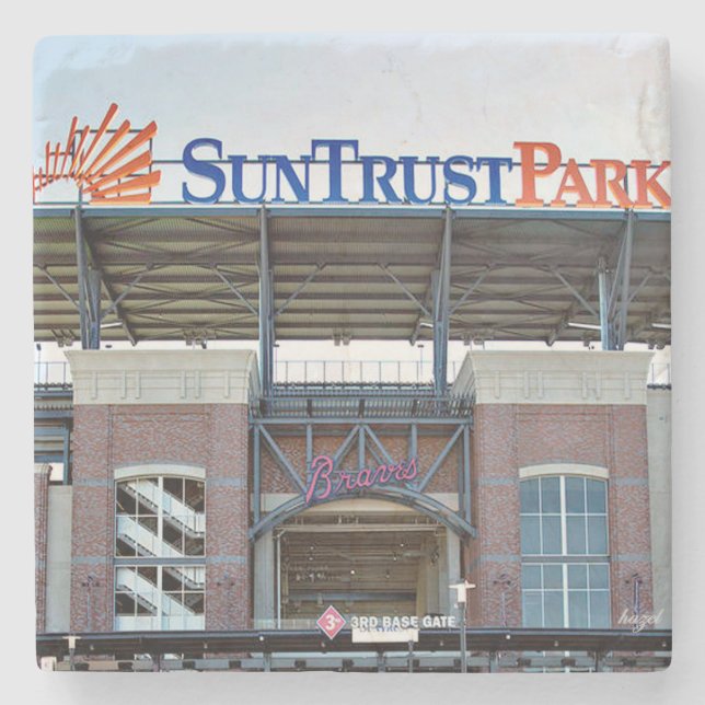 SunTrust Field, Atlanta Baseball Stone Coaster (Front)