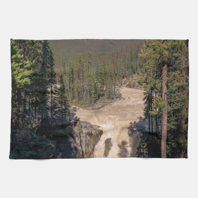 Sunwapta Falls, Waterfall Photography Tea Towel (Horizontal)
