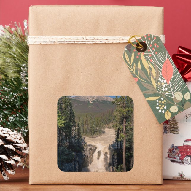 Sunwapta River Cascade Square Sticker (Holiday)
