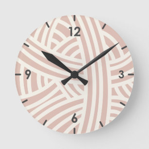 Sunwashed Pink Abstract Stylised Yarn Ball Round Clock