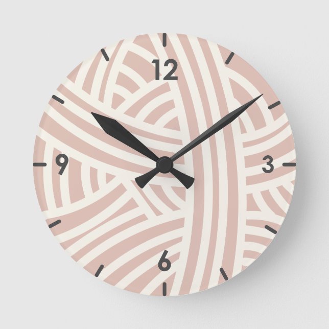 Sunwashed Pink Abstract Stylised Yarn Ball Round Clock (Front)