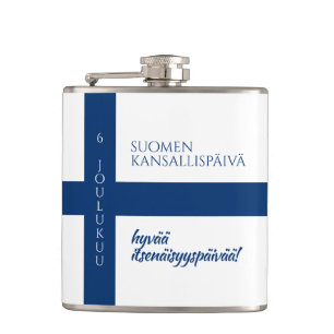Suomen Kansallispäivä Finnish National Day Flag Hip Flask
