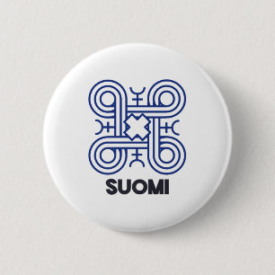 Suomi Finnish Symbol Hannunvaakuna Looped Square P 6 Cm Round Badge