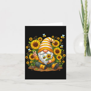 Suower Gnome with Bee Funny Hipe Gnome for Flower Card