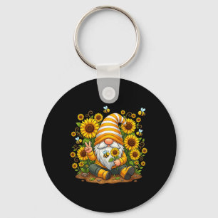 Suower Gnome with Bee Funny Hipe Gnome for Flower Key Ring
