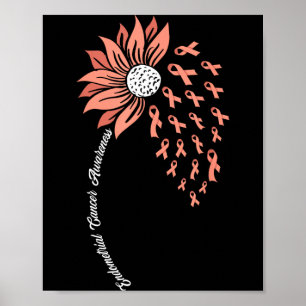 Suower Peach Ribbon Suprt Endometrial Cancer Poster