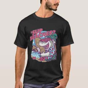 Sup Beaches Funny Shark Summer Beach Lover Meme Va T-Shirt