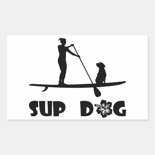 SUP Dog Sitting Rectangular Sticker (Front)