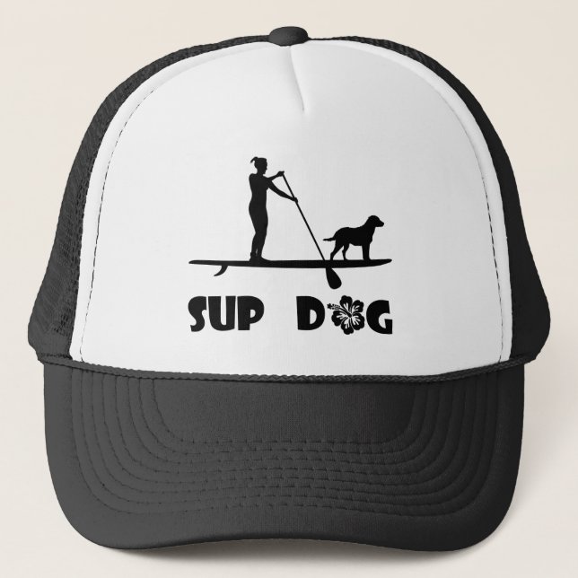 SUP Dog Standing Trucker Hat (Front)