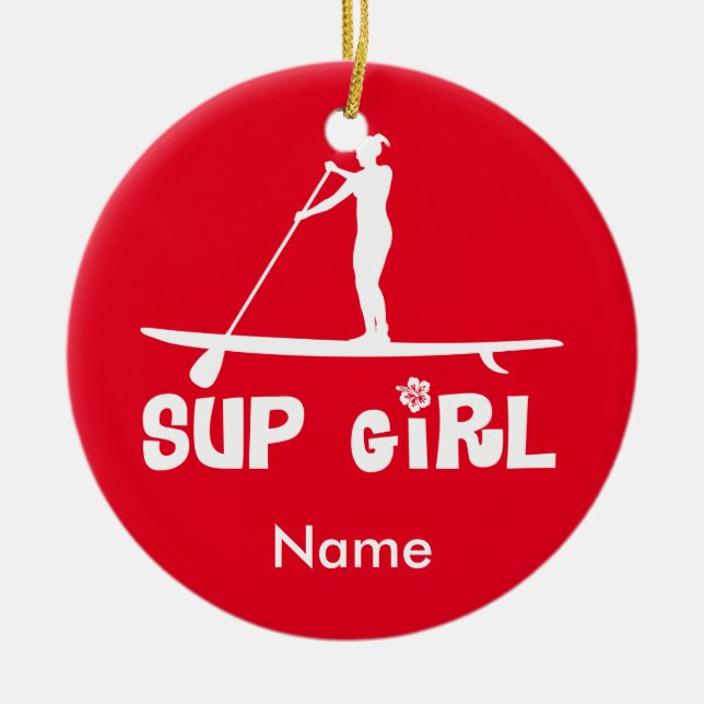 SUP Girl Ceramic Ornament (Front)