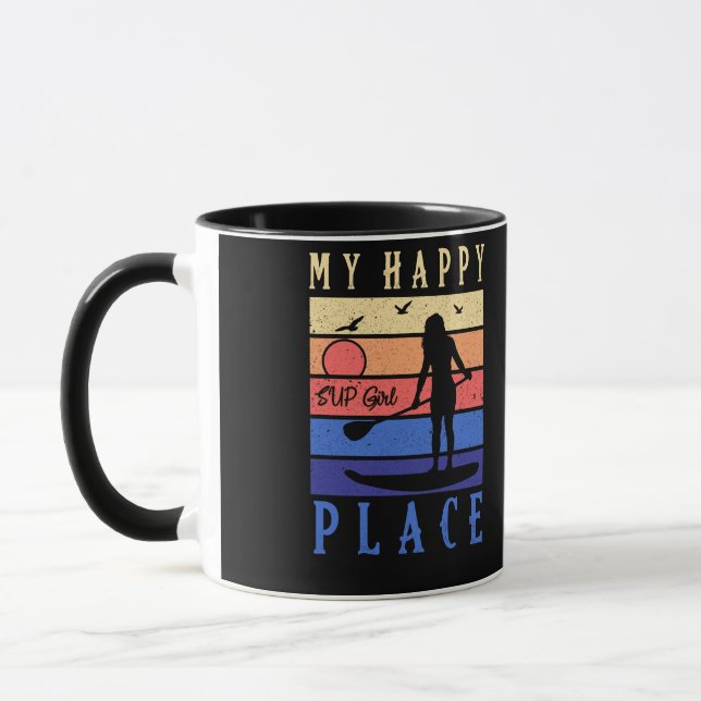SUP Girl My Happy Place Water Stand Paddle Board Mug (Left)