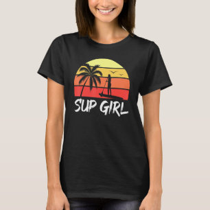 Sup Girl Paddleboarder Women Tropical Sunset Paddl T-Shirt