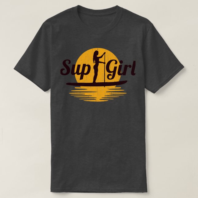 SUP Girl Stand Up Paddle Boarding Summer  T-Shirt (Design Front)