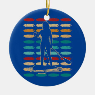 SUP Girl Water Sport Stand Up Paddle Board  Ceramic Ornament