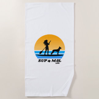 SUP & Mal Life Malinois Standup Paddleboarding  Beach Towel
