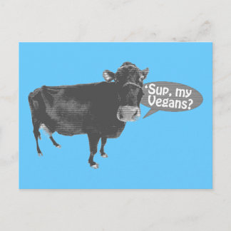 'sup my vegans postcard