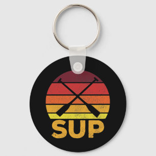 SUP Retro Stand Up Paddling Sunset  Key Ring