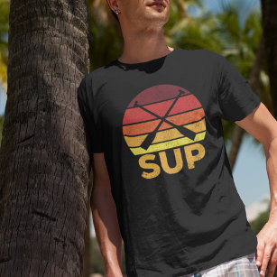 SUP Retro Stand Up Paddling Sunset T-Shirt