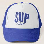 SUP Stand Up Paddle Board Wave Blue Trucker Hat<br><div class="desc">Trucker printed with "SUP" blue and white wave design for anyone who loves to stand up paddle board.</div>