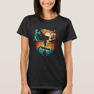 SUP stand up paddler sunset lake river trees vinta T-Shirt