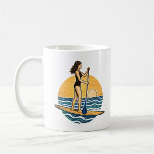 SUP Sunset Paddleboard   Blue Coastal Life Graphic Coffee Mug
