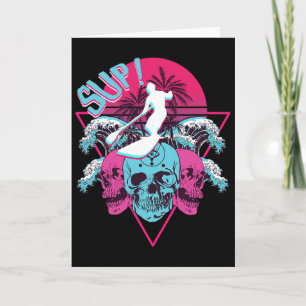 Sup Surfing Vaporwave Paddling Supboard Stand Up P Card