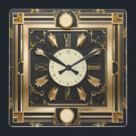 Super Art Deco Square Wall Clock<br><div class="desc">Great clock design. You will love it like others. Be free to use this design for other product you like or to customise and add your text. Follow me for more. Thank you. Have a nice day.</div>