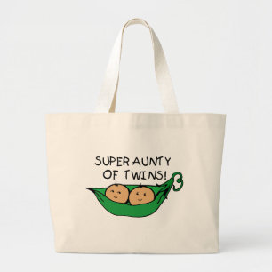 Super Aunty of Twins Pod Large Tote Bag