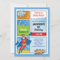 Super Awesome Super Hero Birthday Party Invitation
