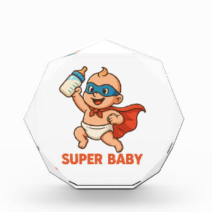 Super Baby – Cute Cartoon Hero with Cape & Bottle Photo Block