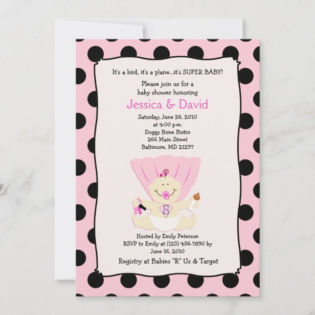 SUPER BABY GIRL Baby Shower Invitation 5x7 (Front)