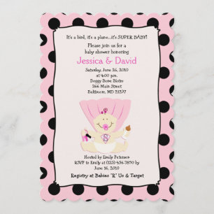 Super Baby Girl Baby Shower Invitation Scalloped
