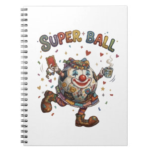Super Ball Clown Funny Soccer Ball Character Notebook