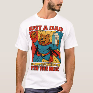 Super Bear Dad Flying with Milk – Father’s Day T-Shirt
