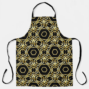 Super Beautiful seamless black and gold flower orn Apron