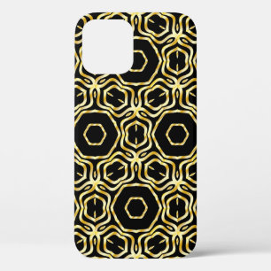 Super Beautiful seamless black and gold flower orn iPhone 12 Case