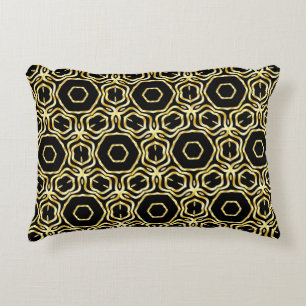 Super Beautiful seamless black and gold flower orn Decorative Cushion