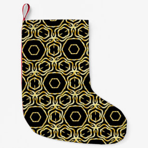 Super Beautiful seamless black and gold flower orn Small Christmas Stocking