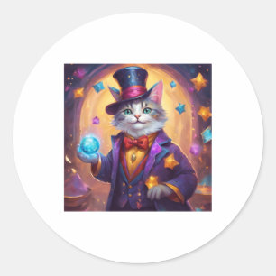 Super Beautiful Wizard Cat With Bright Blue Eyes S Classic Round Sticker