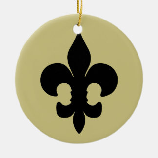 Super Black Fleur de lis Ceramic Ornament