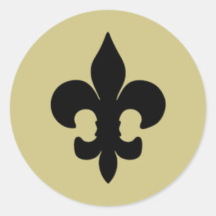 Super Black Fleur de lis Classic Round Sticker