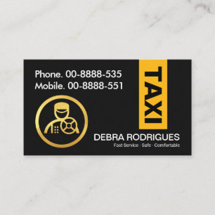 Super Black With Yellow Taxi Colour Tab Business Card