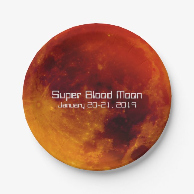 Super Blood Moon Eclipse 2019 Paper Plate (Front)