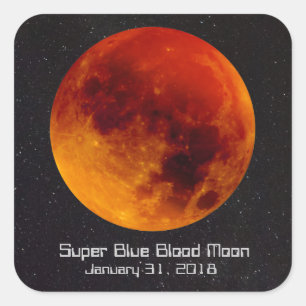 Super Blue Blood Moon 2018 Square Sticker