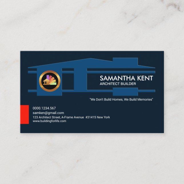 Super Blue Luxurious Home Builder Architect Business Card (Front)