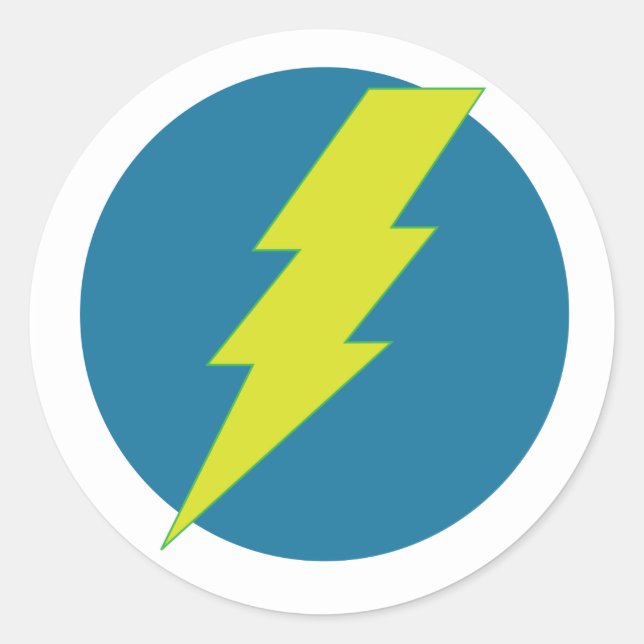 Super Blue Thunderbolt Classic Round Sticker (Front)