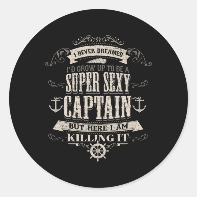 Super Boat Captain Boating Yacht Owner Classic Round Sticker (Front)