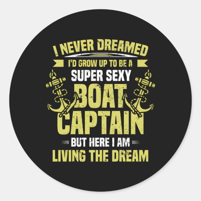 Super Boat Captain Sailor Boat Classic Round Sticker (Front)