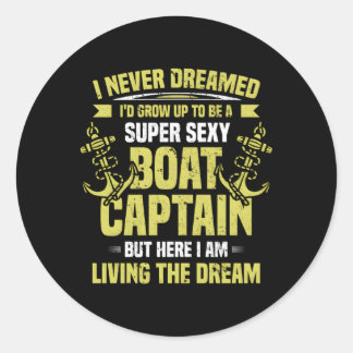 Super Boat Captain Sailor Boat Classic Round Sticker