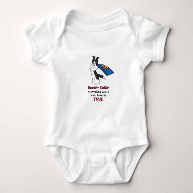 Super Border Collie Black Baby Bodysuit (Front)
